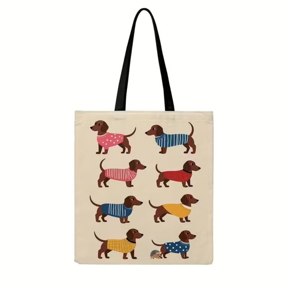 “Dachshunds in Sweaters” Polyester Tote Shopping Bag (BRAND-NEW & SO CUTE!) - Picture 3 of 5
